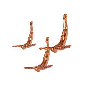 Wall Diver Home Decor Classic Wall-Art Sculpture | 3-Piece | Bronze
